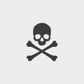 Skull and crossbones icon in a flat design in black color. Vector illustration eps10