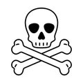 Skull crossbones icon vector Halloween logo pirate symbol bone ghost head cartoon character doodle illustration design
