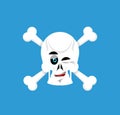 Skull and crossbones winks Emoji. skeleton head happy emotion i