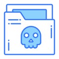 Skull on data folder denoting vector of infected folder, premium icon