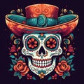 skull day of dead flower party