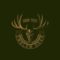 Skull of Deer Logo Vintage Outdoor adventure logo design template vector illustration Royalty Free Stock Photo