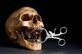 Skull with dentist pliers