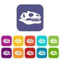 Skull of dinosaur icons set Royalty Free Stock Photo