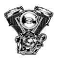 Skull Engine Chrome Motorcycle Vector Motorcye Engine