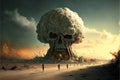 Skull explosion cloud - dust -- Abstract art wallpaper design Royalty Free Stock Photo