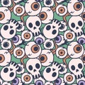 Skull and eyeballs seamless pattern