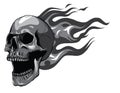 Monochromatic Skull on Fire with Flames Vector Illustration