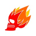 Skull fire. Head skeleton flame. flaming skull tattoo sign