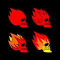 Skull fire. Head skeleton flame. flaming skull tattoo sign