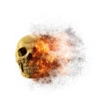 Skull flames Fire effect on white background