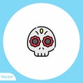 Skull flat vector icon sign symbol