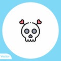 Skull flat vector icon sign symbol