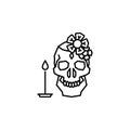 Skull, flower, candle, Catrina icon. Element of Dia de muertos icon