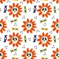 Skull flower candy halloween pattern