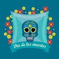 Skull with flowers to special day of the dead Royalty Free Stock Photo