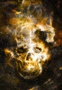 Skull and fractal effect. Color space background