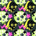 Skull funky seamless rough grunge pattern, modern design template.