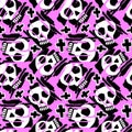 Skull funky seamless rough grunge pattern, modern design template.