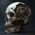 a skull with gears inside