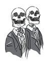 Skull gentlemen  office isolated clip art Royalty Free Stock Photo