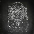 Skull girl illustration Royalty Free Stock Photo