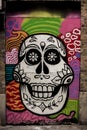 Skull Grafitti in Dublin City, colorful