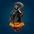 Skull grim reaper Halloween Pumpkins Illustrations