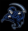 Skull of grim reaper with the sickle