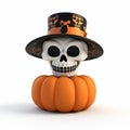 Cute Kwanzaa Jackolantern With Skeleton Hat - 3d Illustration