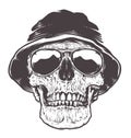 Skull in Hat and Sunglasses