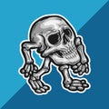 skull head with arms and foot walking. vector illustration Royalty Free Stock Photo