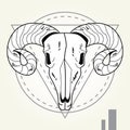 skull head of wild goat in geometric frame Royalty Free Stock Photo