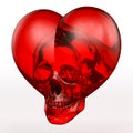 Skull heart, red