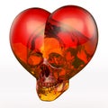 Skull heart, red orange