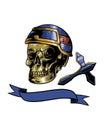 skull helmet illustration logo with cross