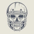 Skull in a helmet to play football