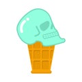 Skull ice cream. skeleton head sweetness. Dangerous sweet