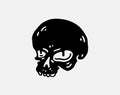 Skull icon. Black silhouette of a human skull. Vector illustration isolated on a white background Royalty Free Stock Photo