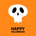 Skull icon shape. Happy Halloween sign symbol. Skeleton body part. Cute cartoon simple character. Pirate flag element. Orange Royalty Free Stock Photo