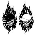 Skull illustration covered with a cap,