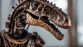 skull isolated on grey a steampunk, Dinosaur toy Tyrannosaurus Rex isolated on white