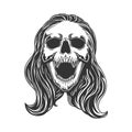 skull lady screaming vector illustration