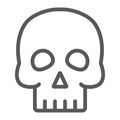 Skull line icon, halloween and horror, bones sign, vector graphics, a linear pattern on a white background.