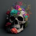 Skull, Love and Flowers. Day of The Dead Royalty Free Stock Photo