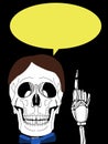 Skull man drawing illustration speech bubble black background illustration coloring drawing line Royalty Free Stock Photo