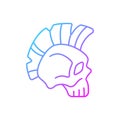 Skull with mohawk hairstyle gradient linear vector icon