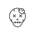 Skull monster trick or treat happy halloween line style