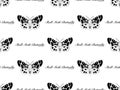 Skull Moth Butterfly seamless pattern on white background