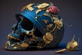 skull motorcycle helmet prototype kintsugi 02. Generative AI